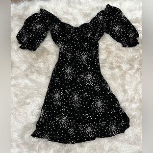 NWOT Anthropologie Juliet mini dress black with hearts. XS